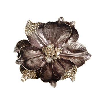 Brown and Champagne Clip-on Metallic Magnolia - My Christmas