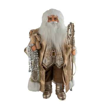 Brown and Cream Santa with Teddy - My Christmas