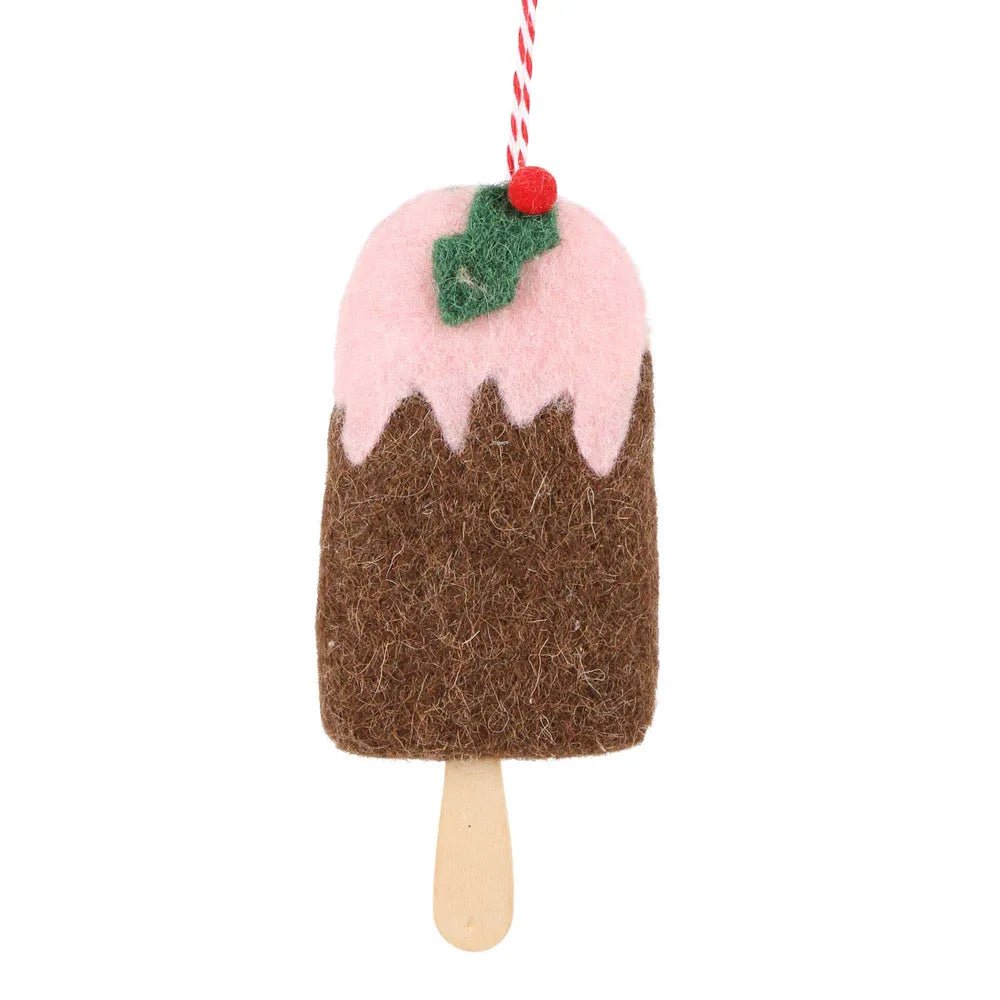 Brown and Pink Felt Ice Cream Ornament - My Christmas