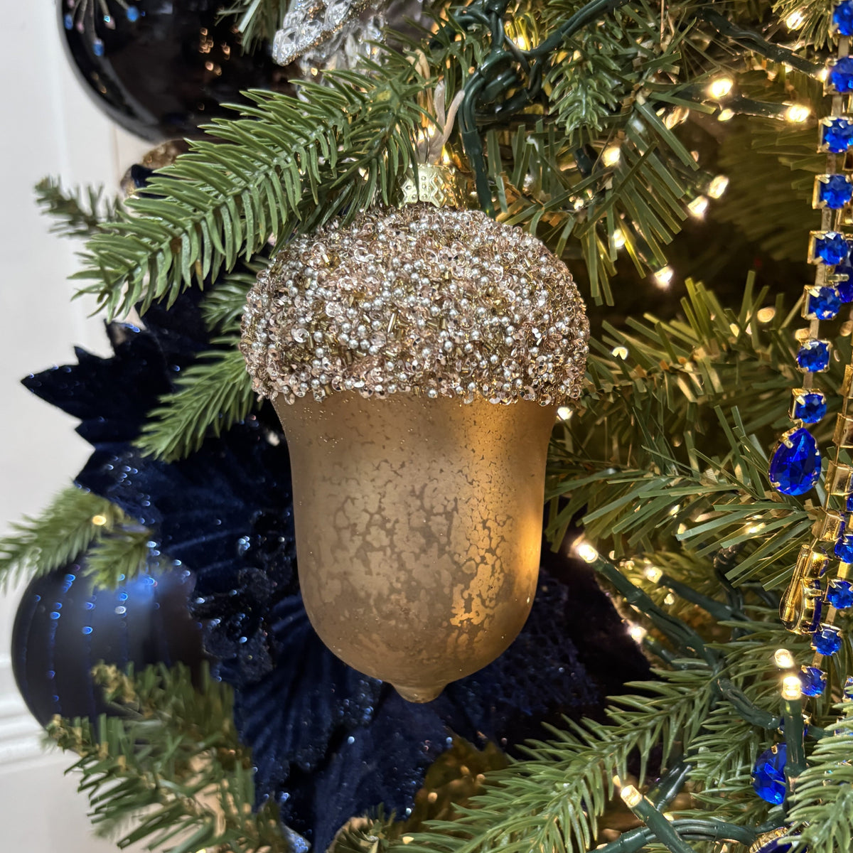 Brown Beaded Top Acorn Ornament - My Christmas