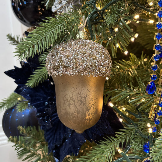 Brown Beaded Top Acorn Ornament - My Christmas