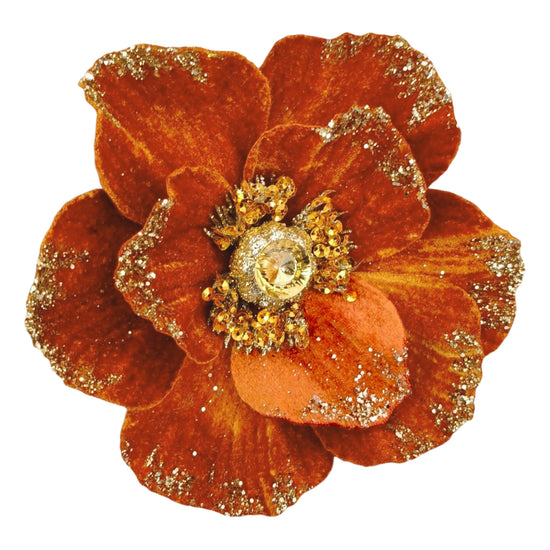 Brown Clip-on Velvet Magnolia - My Christmas