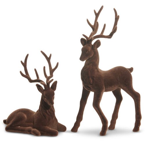 Brown Flocked Deer - Set of 2 - My Christmas