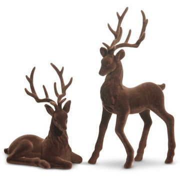 Brown Flocked Deer - Set of 2 - My Christmas