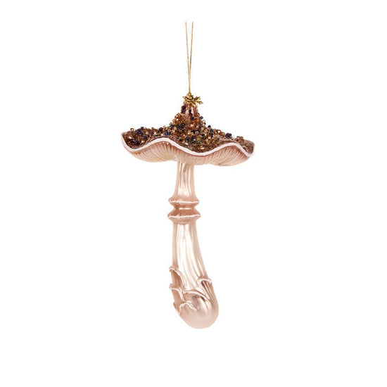 Brown Glass Hanging Mushroom - My Christmas