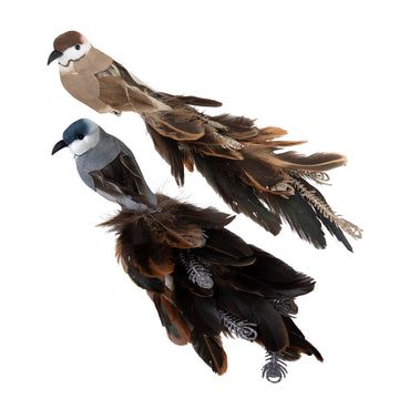 Brown or Smoke Blue Clip-on Fantail Bird - My Christmas