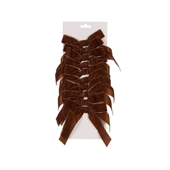 Brown Velvet Bows - Pack of 10 - My Christmas