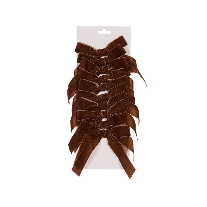 Brown Velvet Bows - Pack of 10 - My Christmas