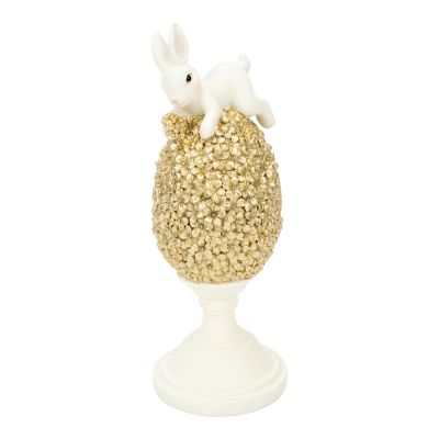 Bunny on Champagne Floral Egg - My Christmas