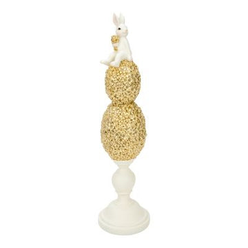 Bunny on Champagne Floral Eggs - 38.5cm - My Christmas