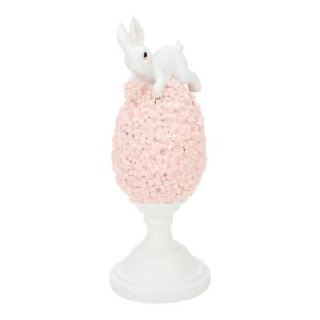 Bunny on Pink Floral Egg - 21cm - My Christmas