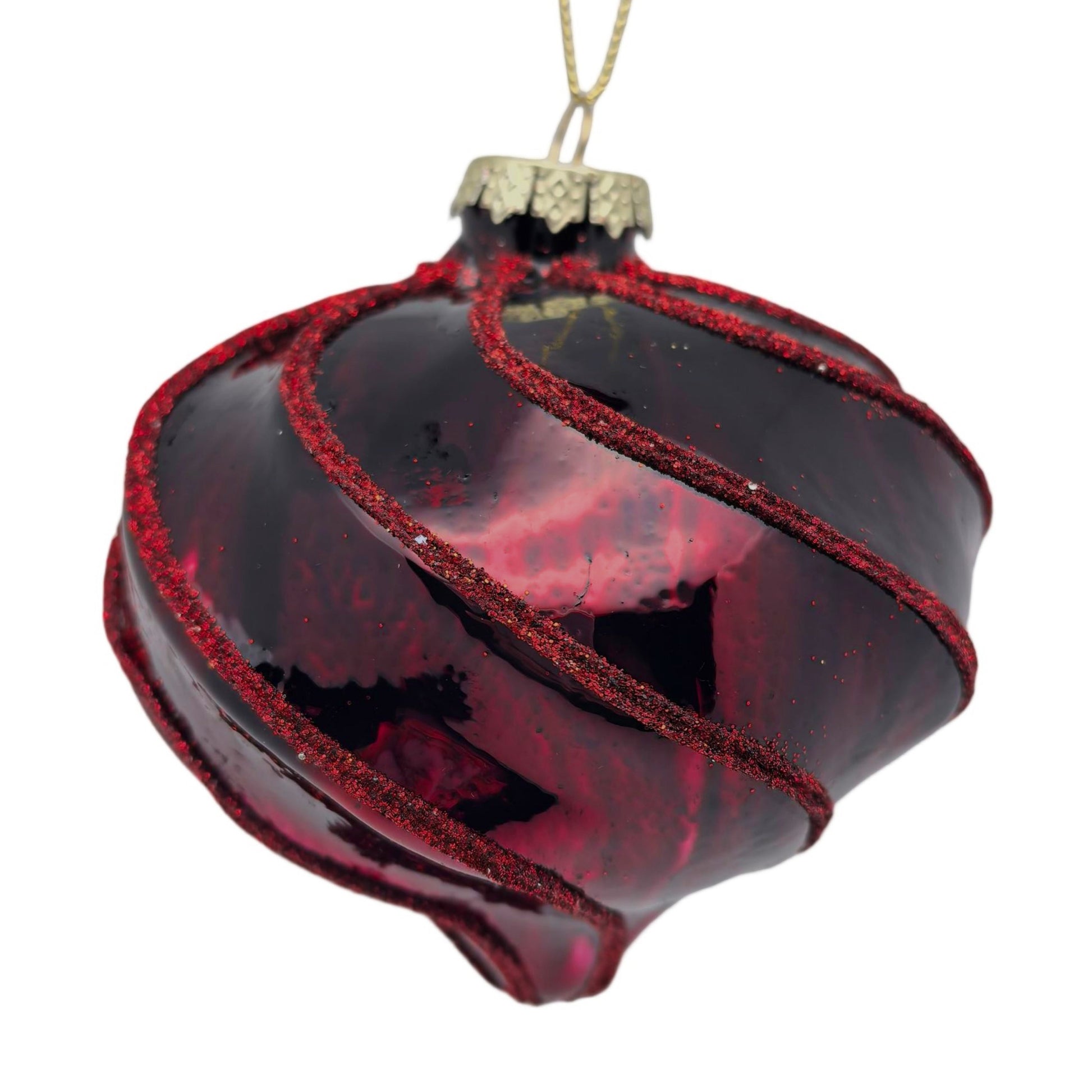 Burdundy Twisted Onion Ornament - My Christmas