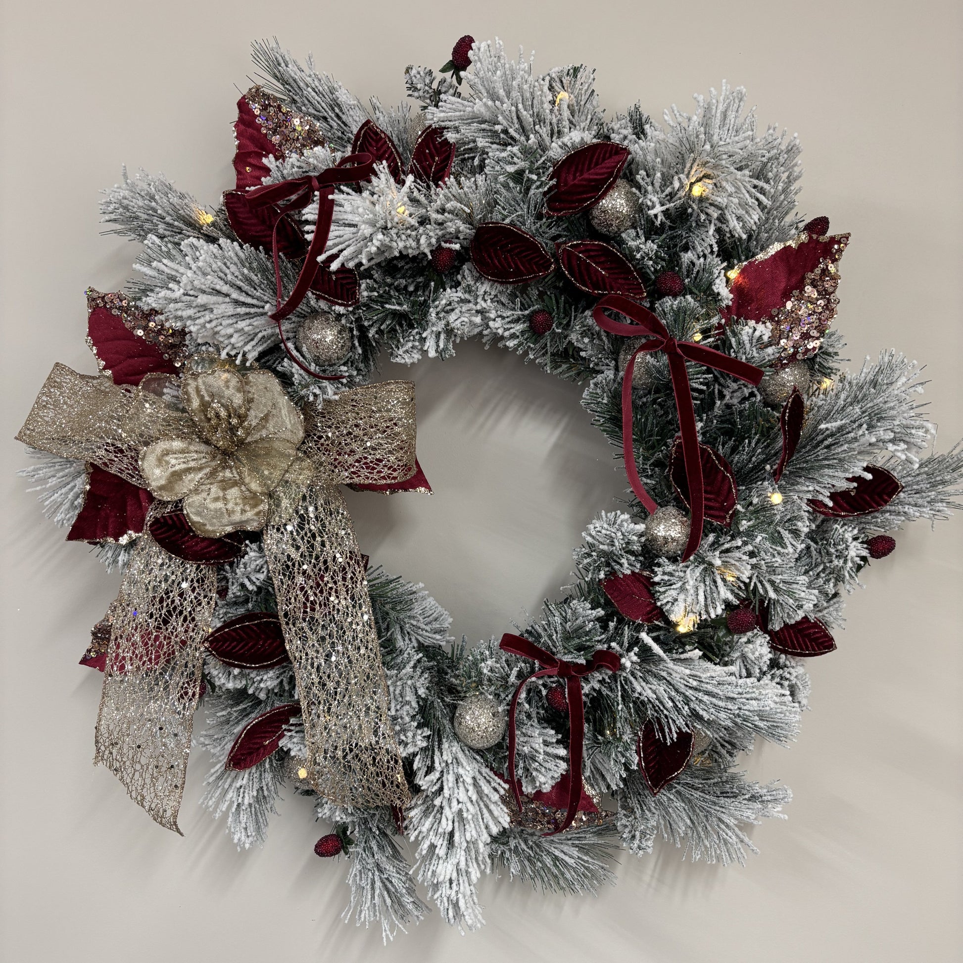 Burgundy and Champagne Wreath - 60cm - My Christmas