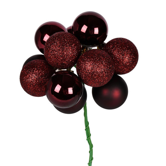 Burgundy Bauble Cluster Pick - Small - My Christmas