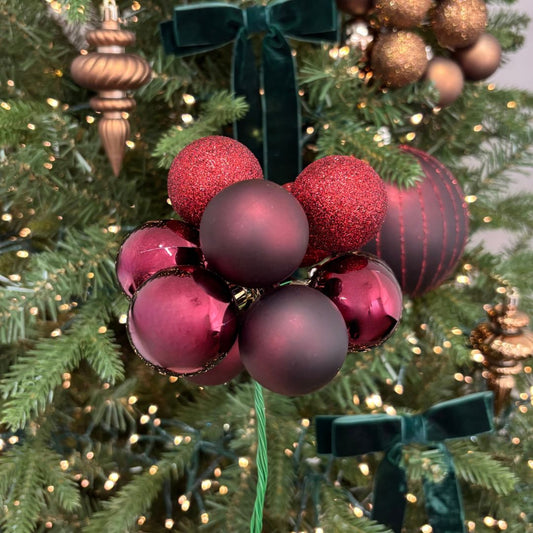 Burgundy Bauble Cluster Pick - Small - My Christmas