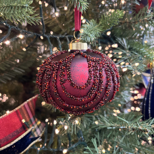 Burgundy Beaded Drop Ornament - My Christmas