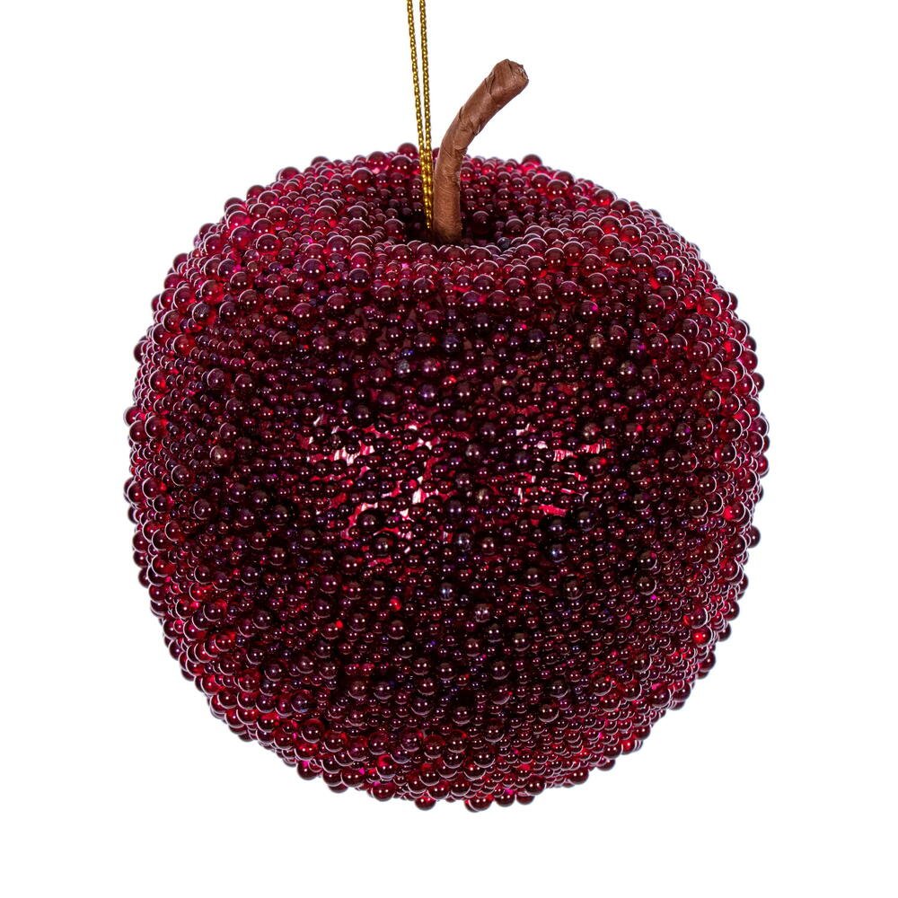 Burgundy Beaded Fruit Ornaments - Set of 3 - My Christmas