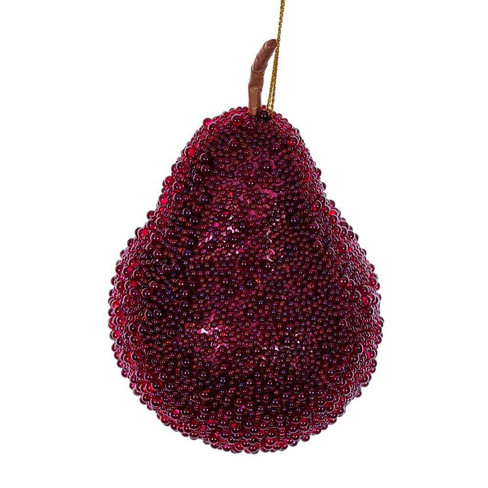 Burgundy Beaded Fruit Ornaments - Set of 3 - My Christmas