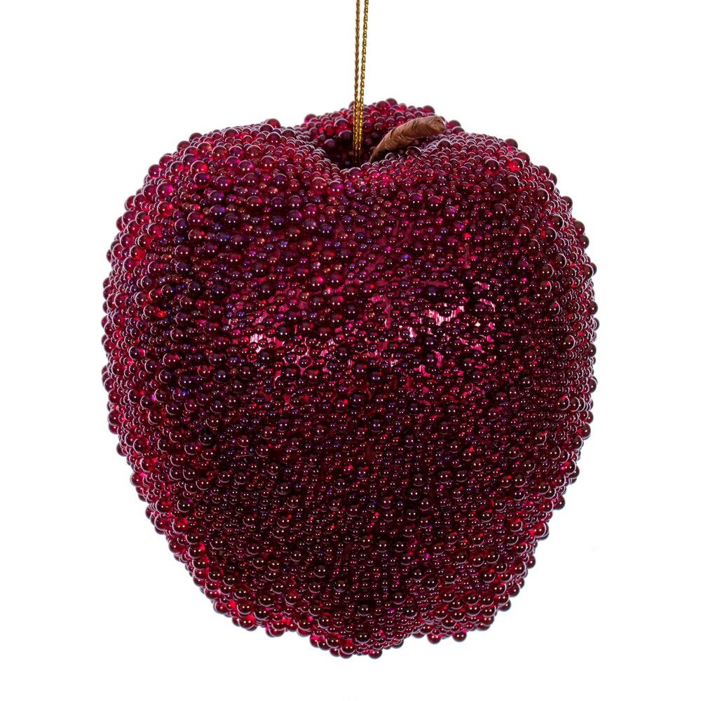 Burgundy Beaded Fruit Ornaments - Set of 3 - My Christmas