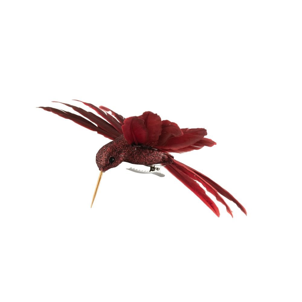 Burgundy Clip on Hummingbird - My Christmas