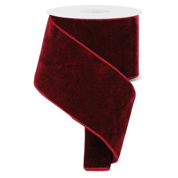 Burgundy Deluxe Velvet Ribbon with Satin Backing - 4" wide - My Christmas