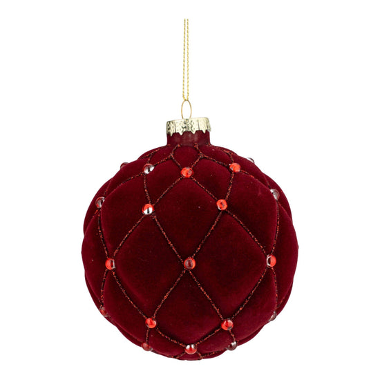 Burgundy Flocked Ball Ornament - My Christmas