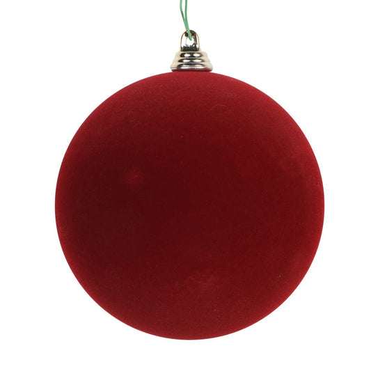 Burgundy Flocked Bauble - Various Sizes - My Christmas