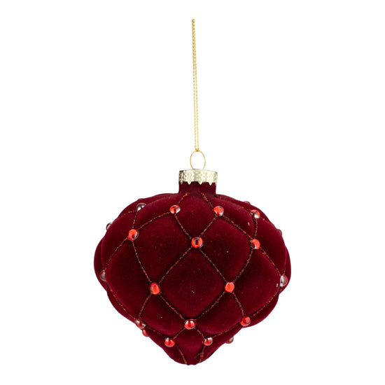 Burgundy Flocked Drop Ornament - My Christmas