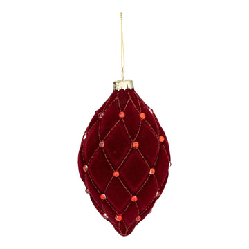 Burgundy Flocked Long Drop Ornament - My Christmas