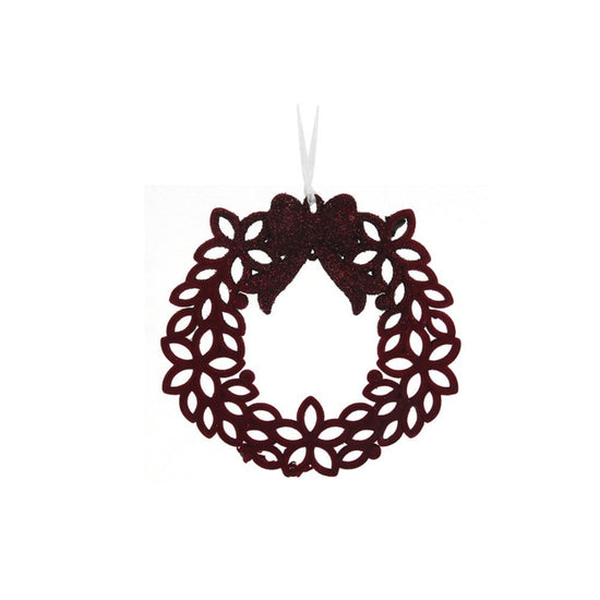 Burgundy Flocked Wreath Ornament - My Christmas