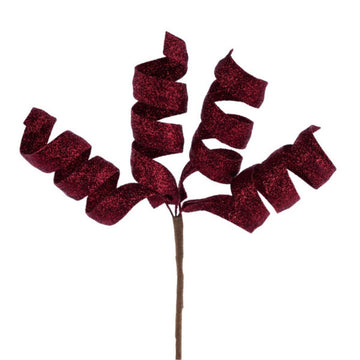 Burgundy Glitter Curl Pick - My Christmas