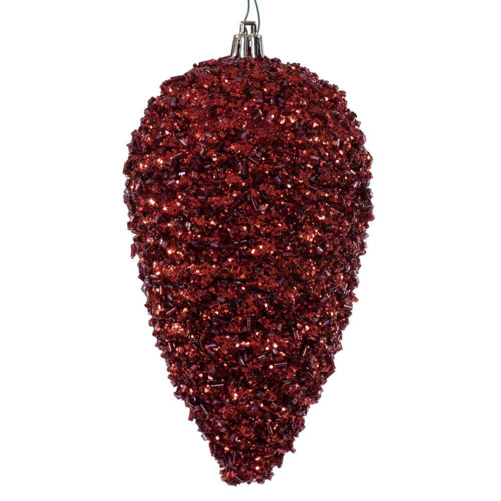 Burgundy Glitter Pinecone - My Christmas