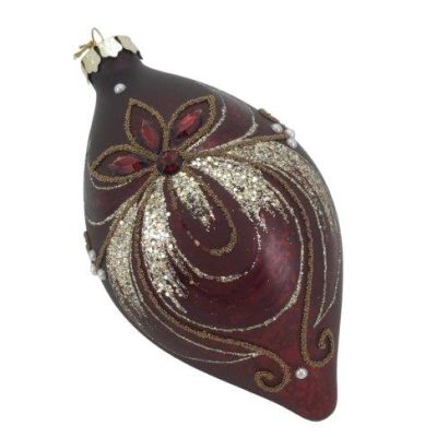 Burgundy Jeweled Long Drop Ornament - My Christmas