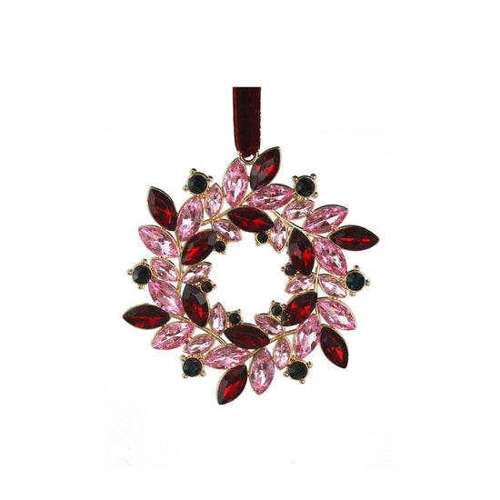 Burgundy Jewelled Wreath Ornament - My Christmas