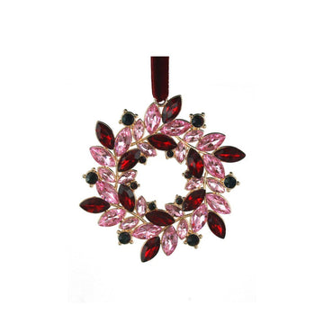 Burgundy Jewelled Wreath Ornament - My Christmas