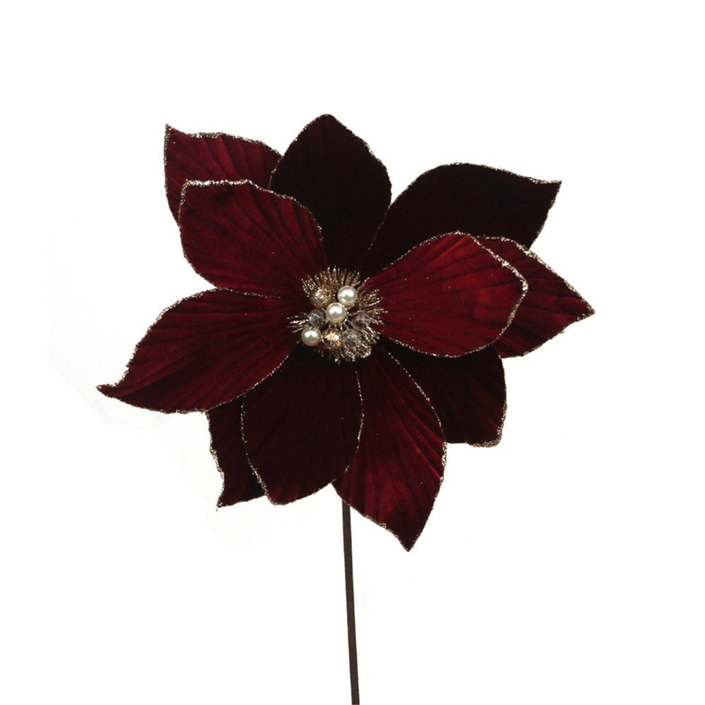 Burgundy Poinsettia with Glitter - My Christmas