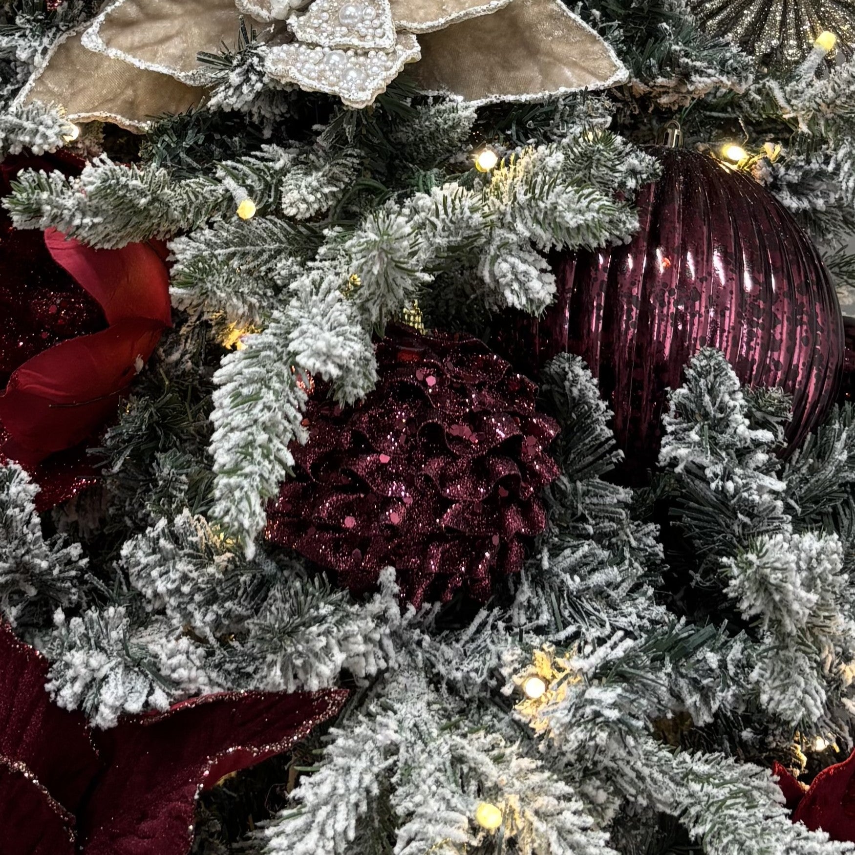 Burgundy Ruffles Bauble - My Christmas