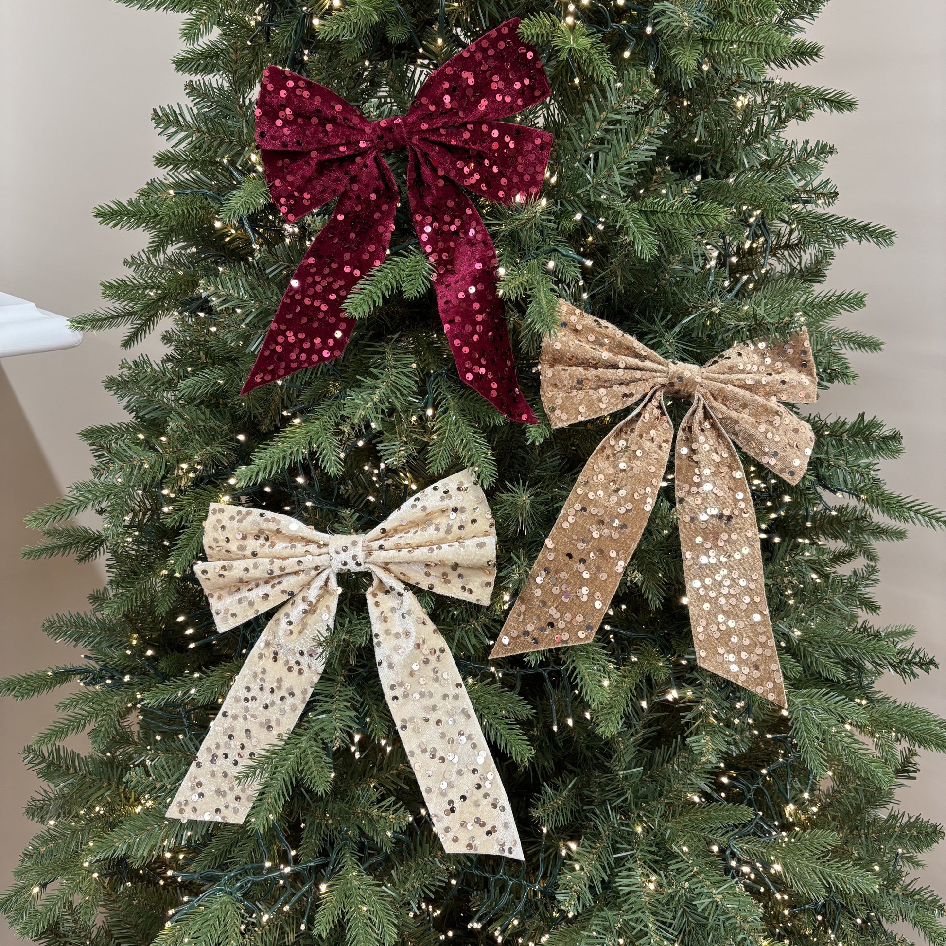 Burgundy Sequin Bow - Large - My Christmas