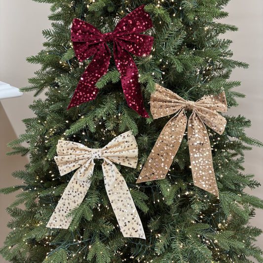 Burgundy Sequin Bow - Large - My Christmas