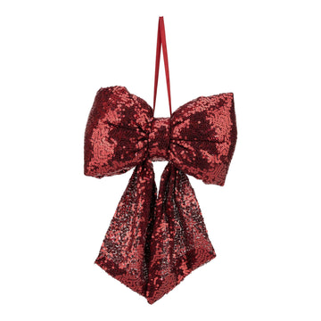Burgundy Sequined Bow - 30cm - My Christmas