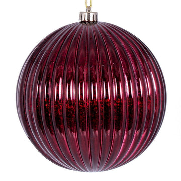 Burgundy Shiny Lined Mercury Bauble - 15cm - My Christmas