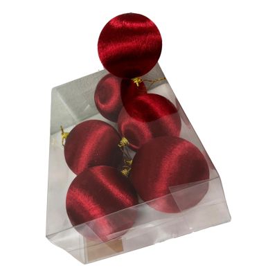 Burgundy Silk Bauble - Box of 6 - My Christmas