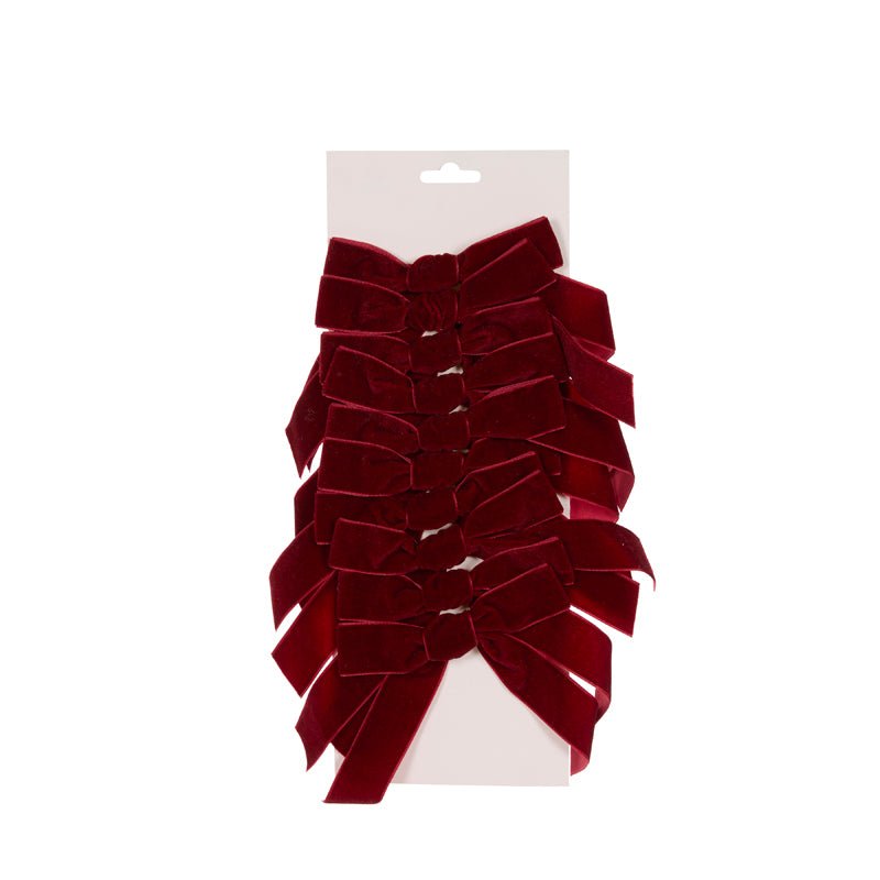 Burgundy Velvet Bows - Pack of 10 - My Christmas