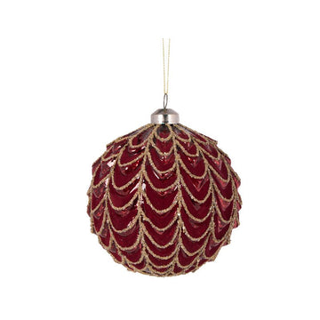 Burgundy Velvet Draped Bauble - My Christmas