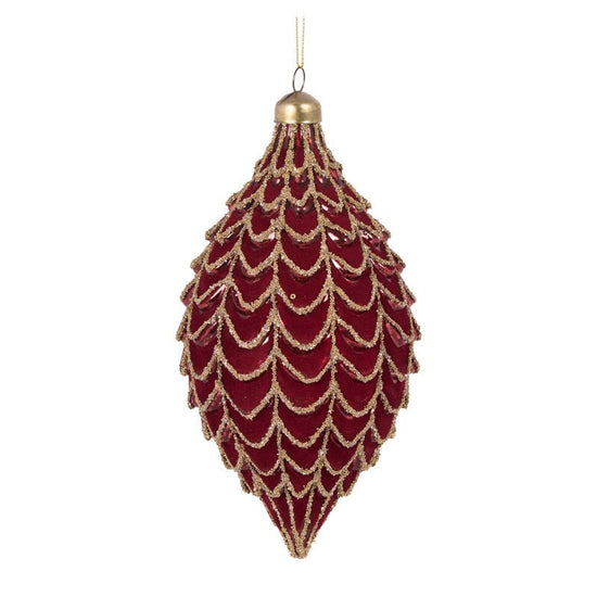 Burgundy Velvet Draped Drop Bauble - My Christmas