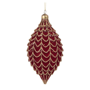 Burgundy Velvet Draped Drop Bauble - My Christmas