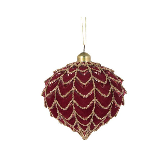 Burgundy Velvet Draped Onion Bauble - My Christmas