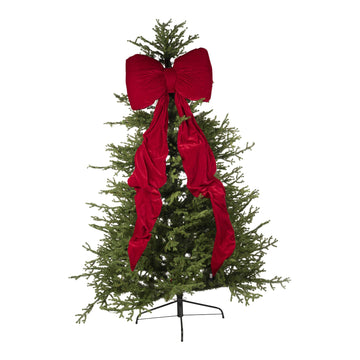Burgundy Velvet Long Bow with Draped Tails - 155cm - My Christmas