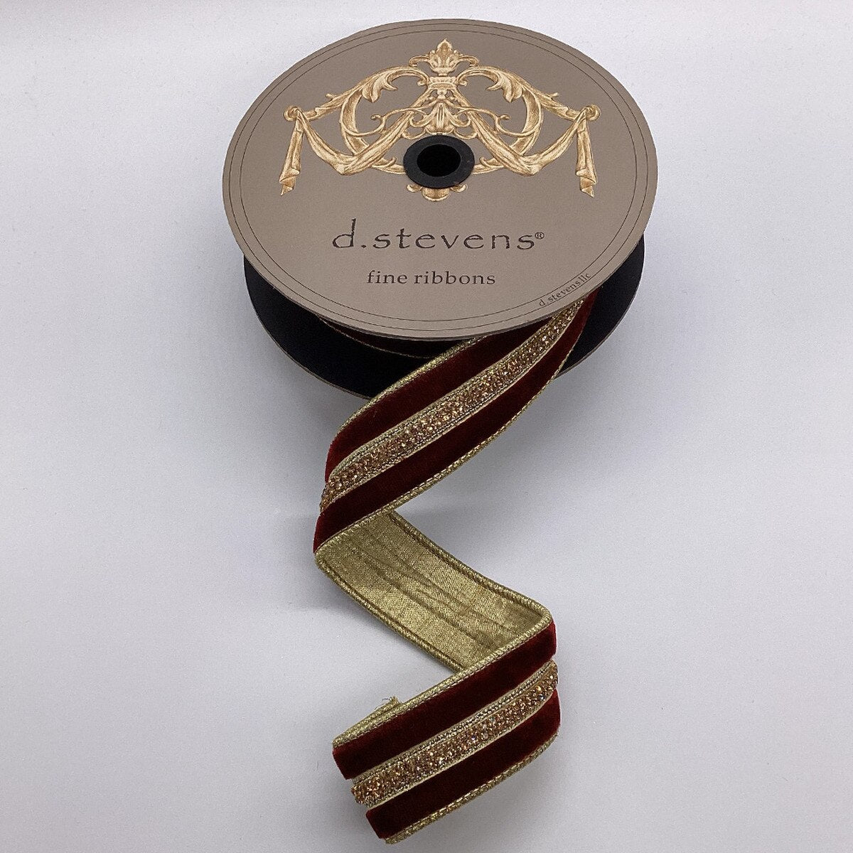 Burgundy Velvet Ribbon with Jewel Centre - My Christmas