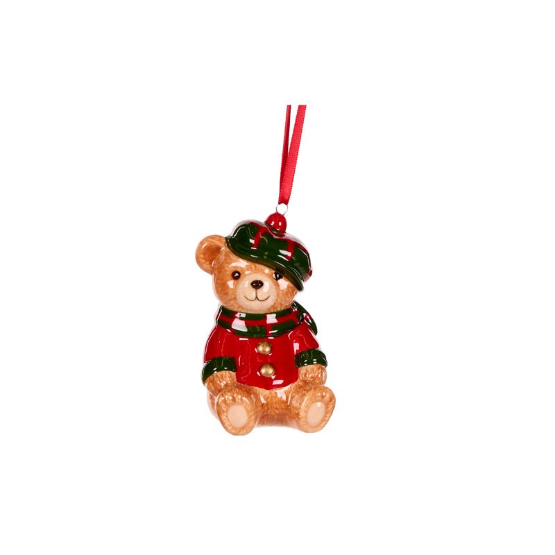 Ceramic Teddy Bear Ornaments - Assorted - My Christmas